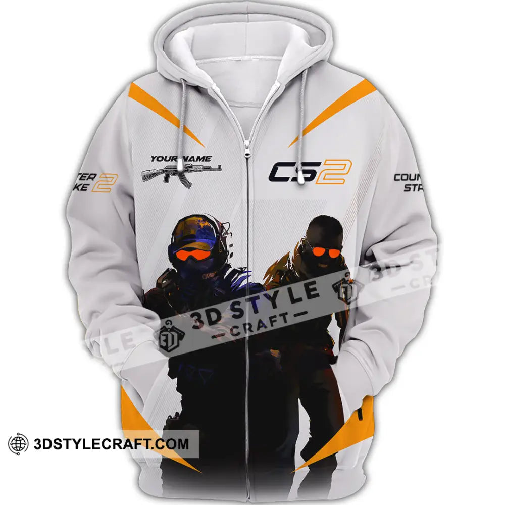 Unisex Shirt Custom Name Counter Strike Game T-Shirt Gamer Gift Zipper Hoodie / S T-Shirt