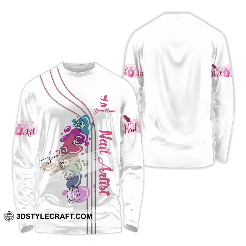 Unisex Shirt - Custom Name Cute Nails Artist Long Sleeve / S T-Shirt