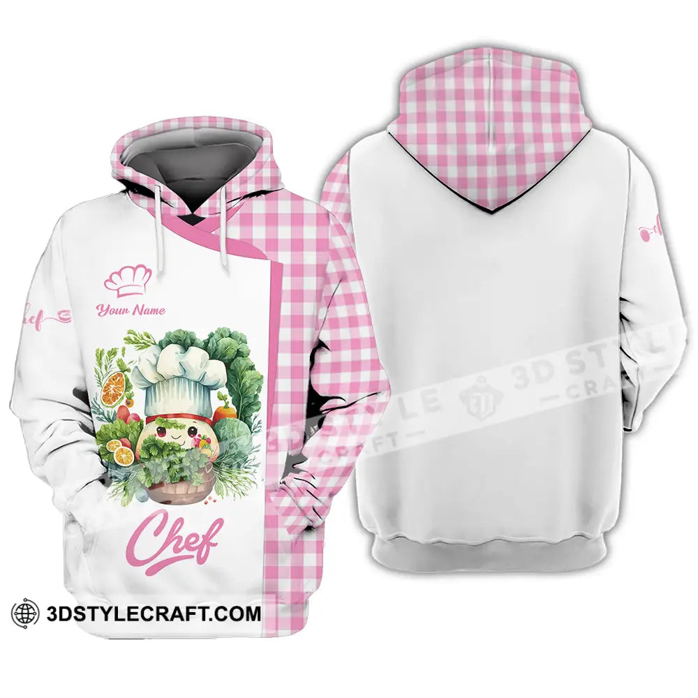 Unisex Shirt - Custom Name Cute Pink Chef Hoodie / S T-Shirt