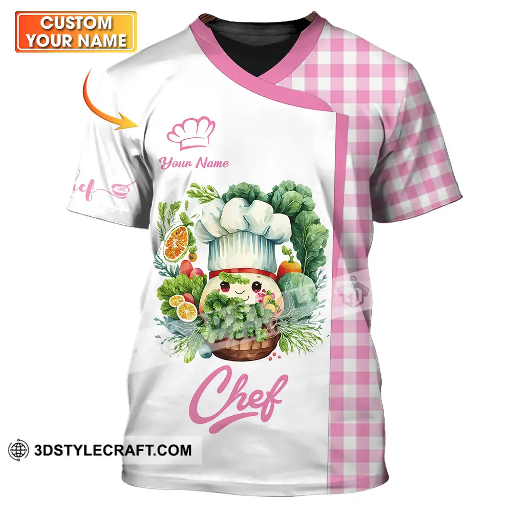 Unisex Shirt - Custom Name Cute Pink Chef T-Shirt