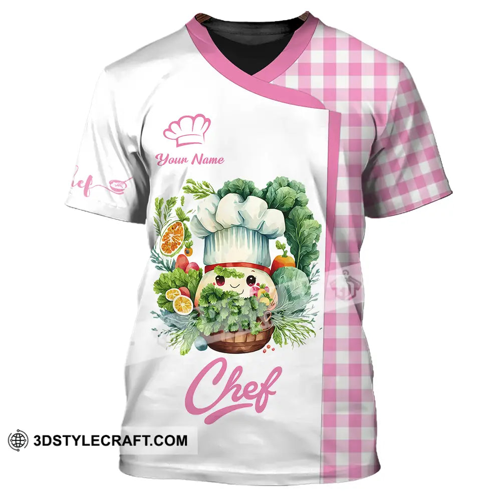 Unisex Shirt - Custom Name Cute Pink Chef T-Shirt / S T-Shirt