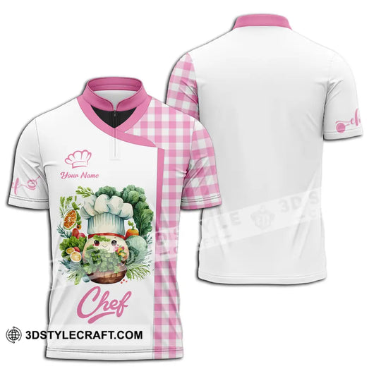 Unisex Shirt - Custom Name Cute Pink Chef Shirt style option 2