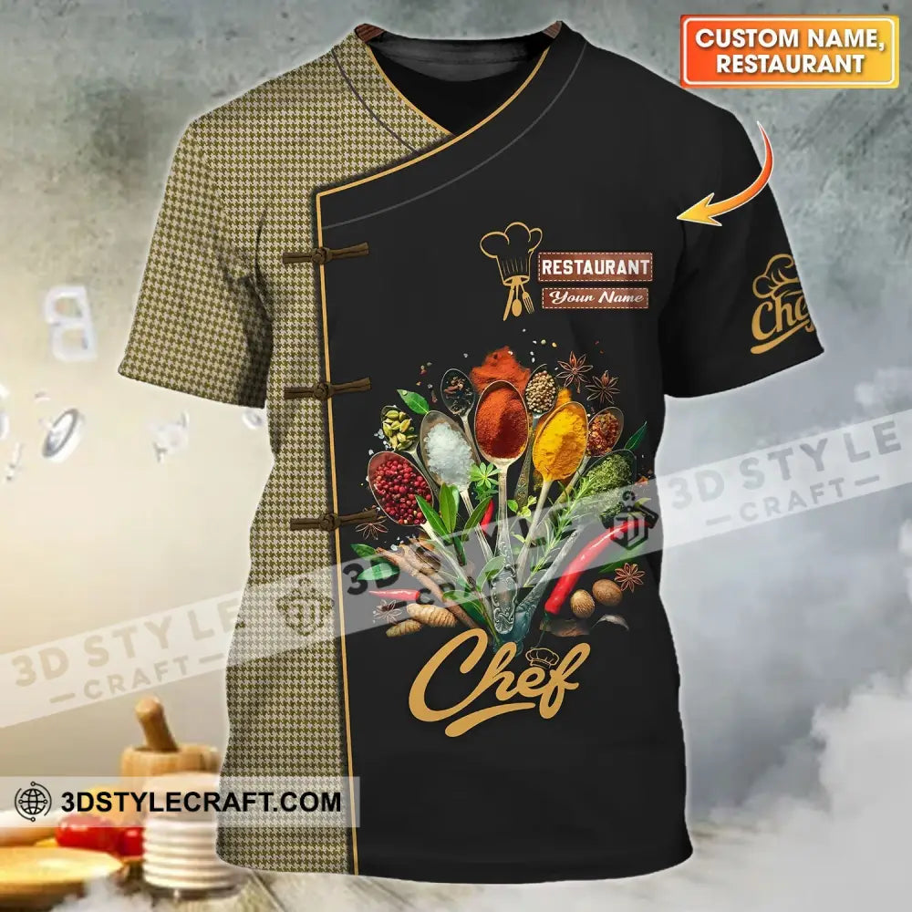 Unisex Shirt - Custom Name Dark Shirt For Chef - Cooking Spices