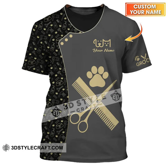Unisex Shirt - Custom Name Dark Shirt For Pet Grooming style option 1