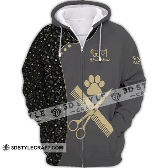 Unisex Shirt - Custom Name Dark Shirt For Pet Grooming style option 4