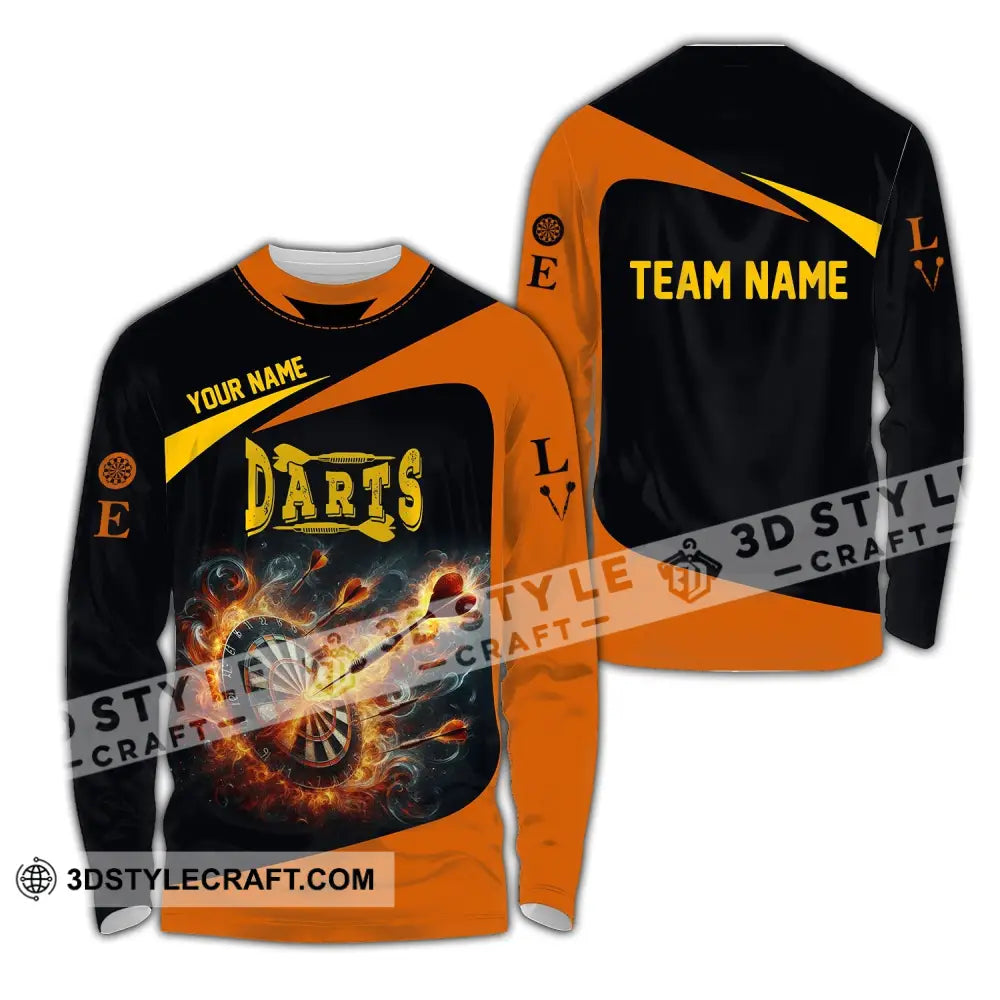 Unisex Shirt Custom Name Dart Darts T-Shirt Gift For Lover Gamer Long Sleeve / S T-Shirt