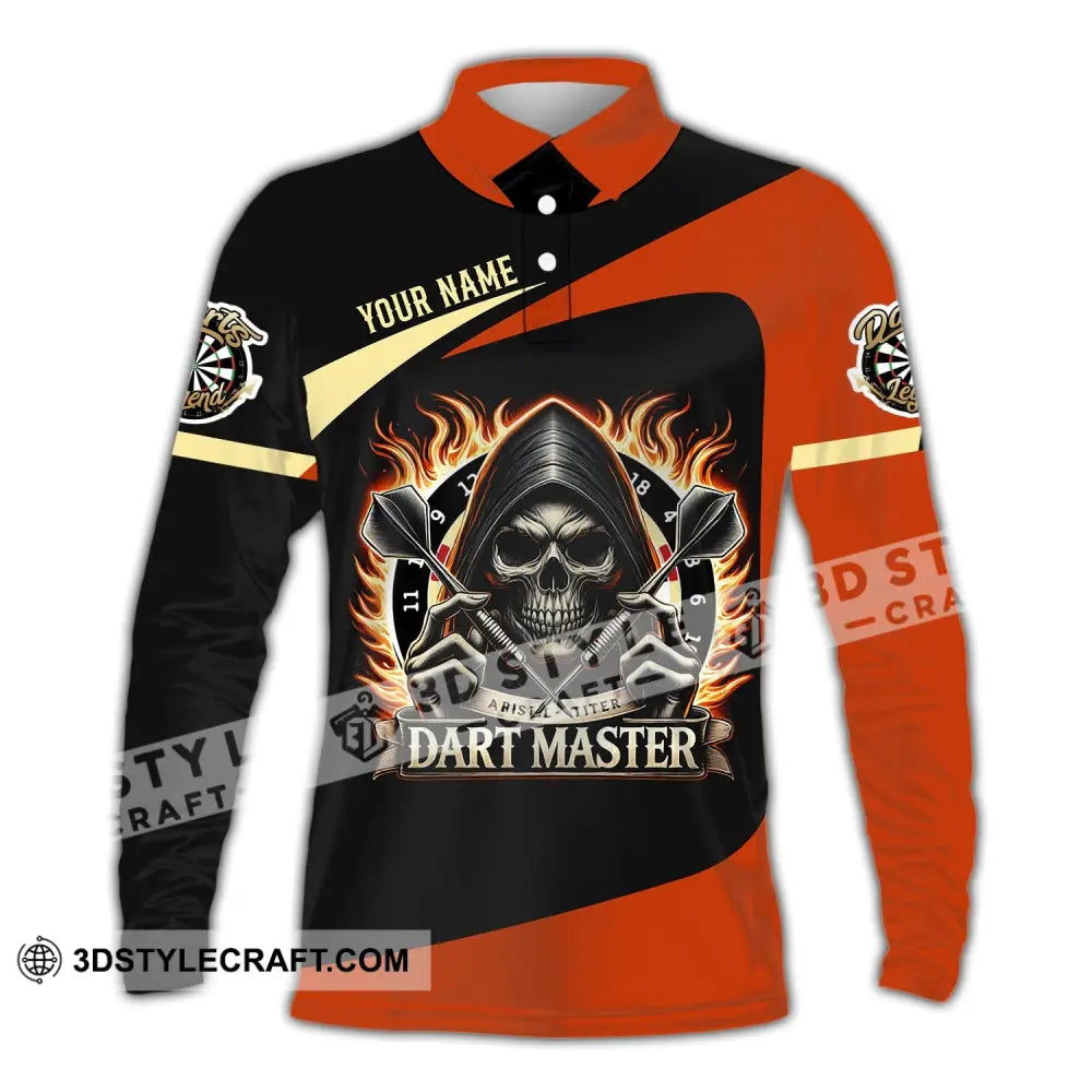 Unisex Shirt - Custom Name Dart Master Long Sleeve Polo / S T-Shirt