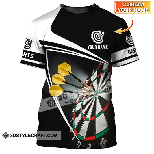 Unisex Shirt - Custom Name Darts Black And White T-Shirt