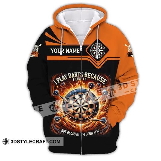 Unisex Shirt Custom Name Darts Dart Lover Hoodie Polo Long Sleeve Zipper / S T-Shirt