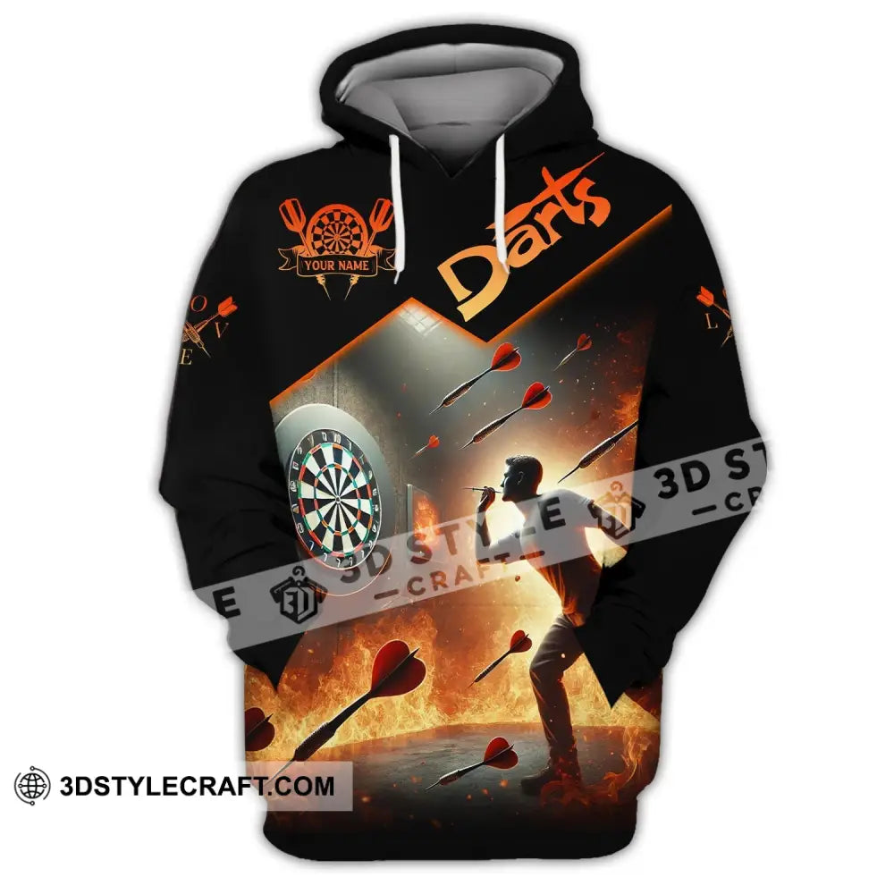 Unisex Shirt Custom Name Darts Dart Player T-Shirt Long Sleeve Polo Hoodie / S