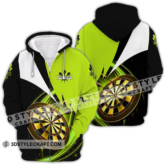 Unisex Shirt - Custom Name Darts Neon Zipper Hoodie / S T-Shirt