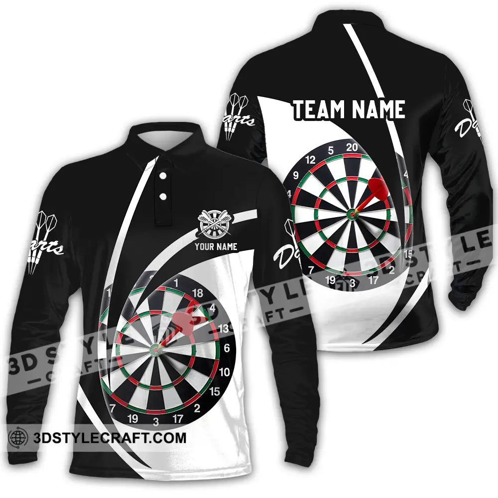 Unisex Shirt - Custom Name Darts Player Classic Color Long Sleeve Polo / S T-Shirt