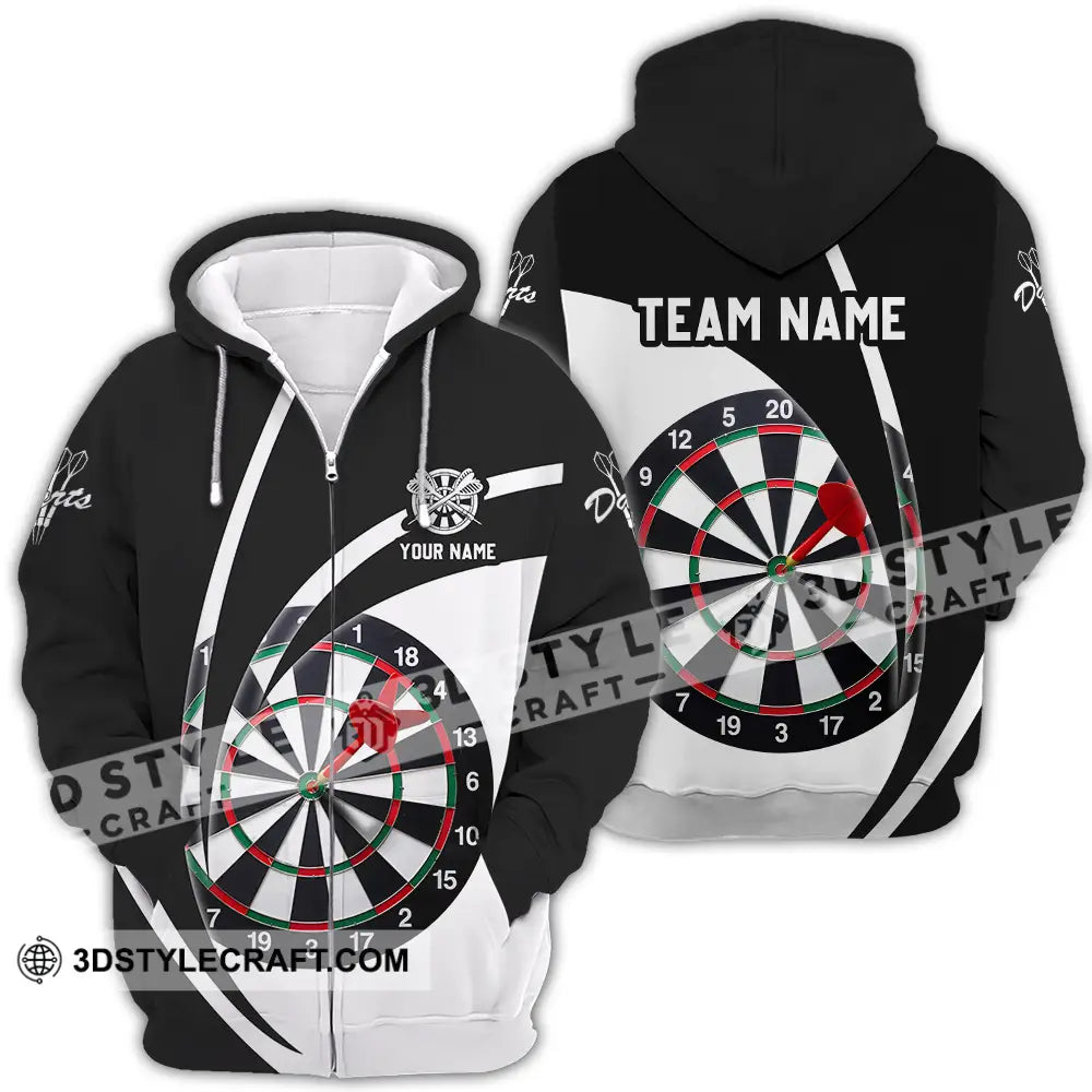 Unisex Shirt - Custom Name Darts Player Classic Color Zipper Hoodie / S T-Shirt