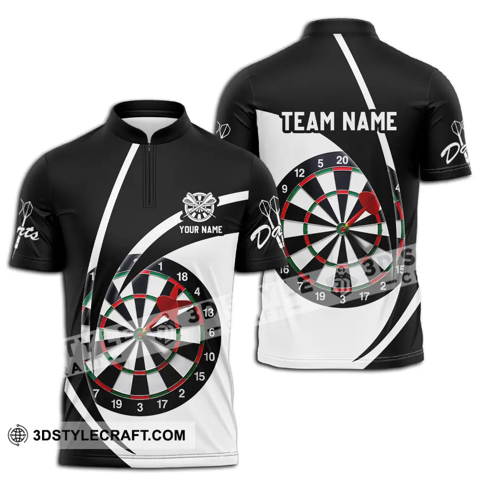 Unisex Shirt - Custom Name Darts Player Classic Color Zipper Polo / S T-Shirt