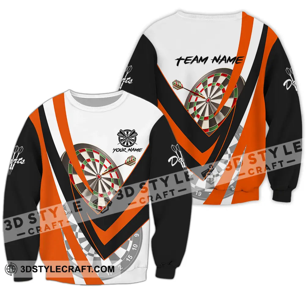 Unisex Shirt - Custom Name Darts Player Orange Color Classic Long Sleeve / S T-Shirt