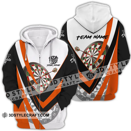 Unisex Shirt - Custom Name Darts Player Orange Color Classic Zipper Hoodie / S T-Shirt