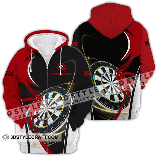 Unisex Shirt - Custom Name Darts Red Black White Zipper Hoodie / S T-Shirt