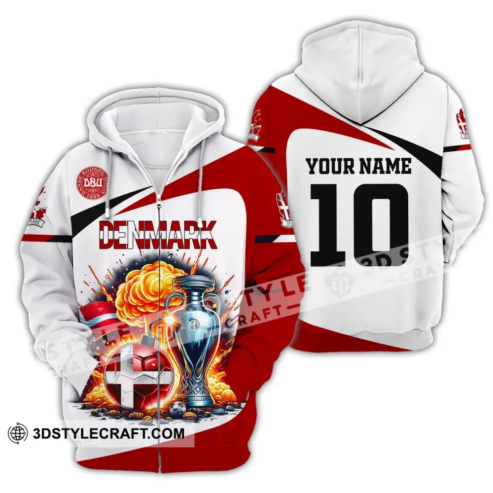 Unisex Shirt Custom Name Denmark Polo Long Sleeve T-Shirt For Danish Zipper Hoodie / S