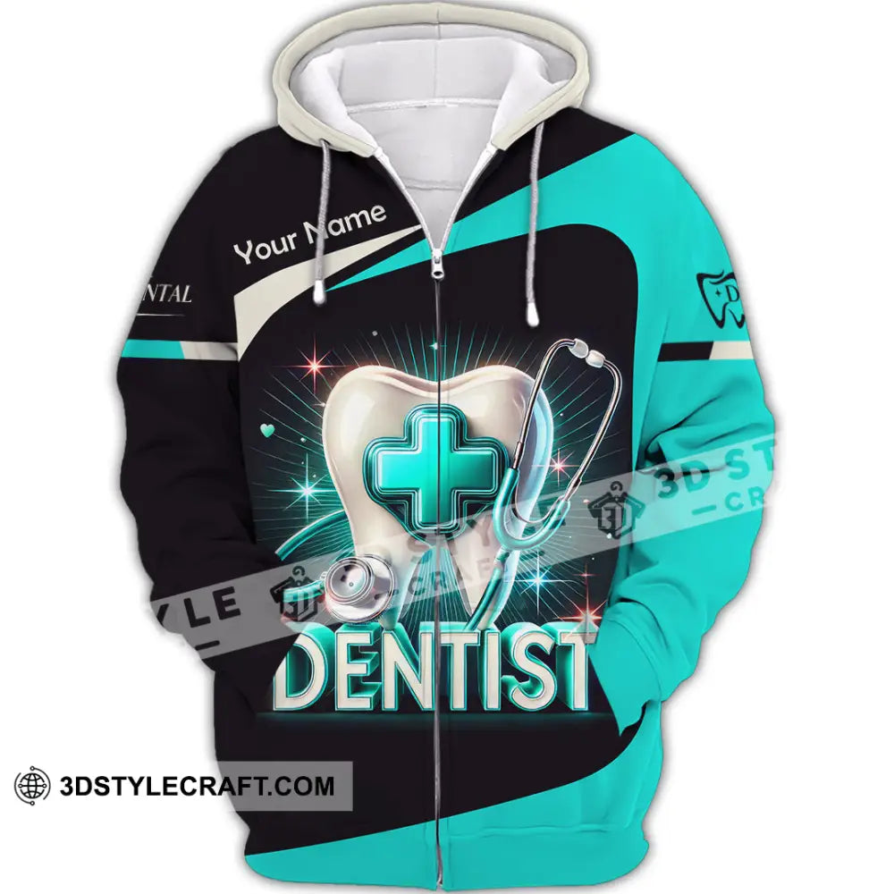 Unisex Shirt Custom Name Dentist Dental T-Shirt Gift For Zipper Hoodie / S T-Shirt