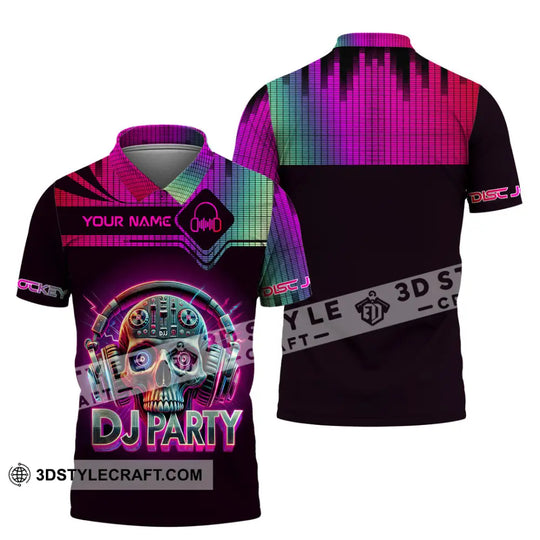 Unisex Shirt, Custom Name Disc Jockey Shirt, DJ Skull Hoodie Shirt Polo Long Sleeve, Gift for DJ style option 4