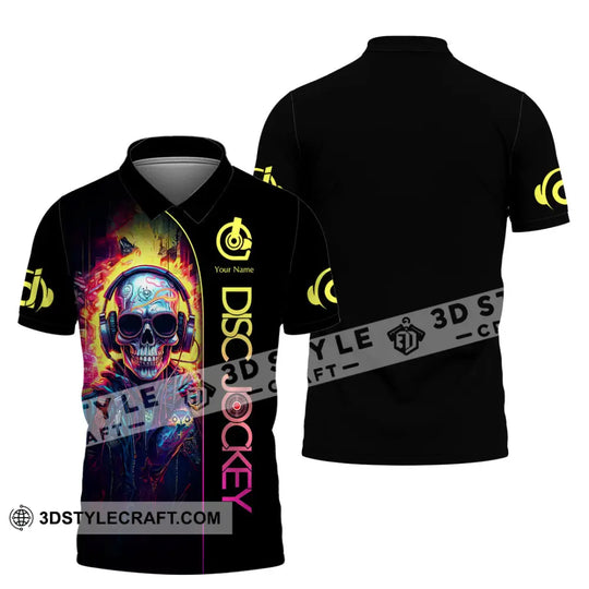 Unisex Shirt, Custom Name Disc Jockey Shirt, DJ Skull Hoodie Shirt Polo Long Sleeve, Gift for DJ style option 4
