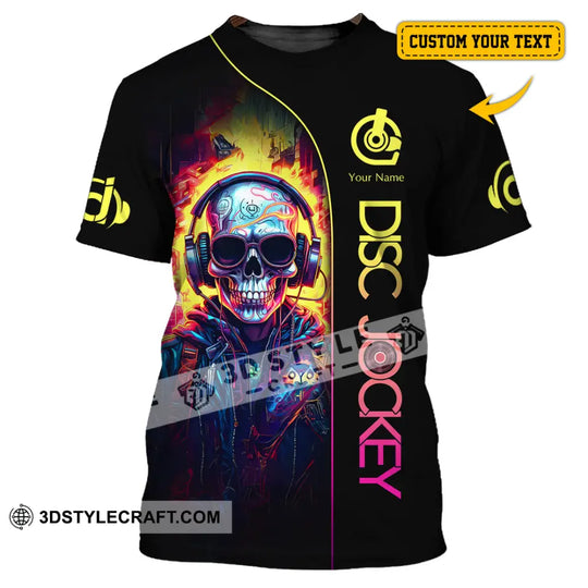 Unisex Shirt, Custom Name Disc Jockey Shirt, DJ Skull Hoodie Shirt Polo Long Sleeve, Gift for DJ style option 1