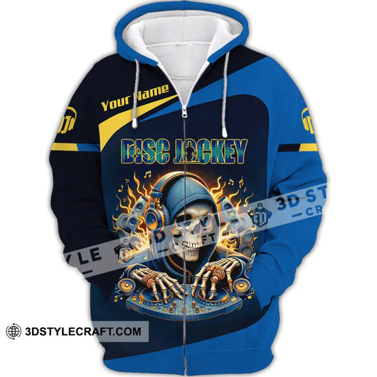 Unisex Shirt, Custom Name Disc Jockey Shirt, DJ Skull Hoodie Shirt Polo Long Sleeve, Gift for DJ style option 3