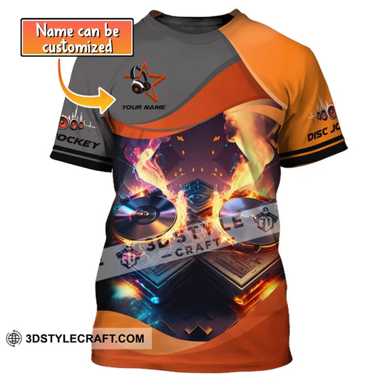 Unisex Shirt, Custom Name Disc Jockey T-Shirt, DJ Fire Shirt for DJ, DJ Shirt style option 1