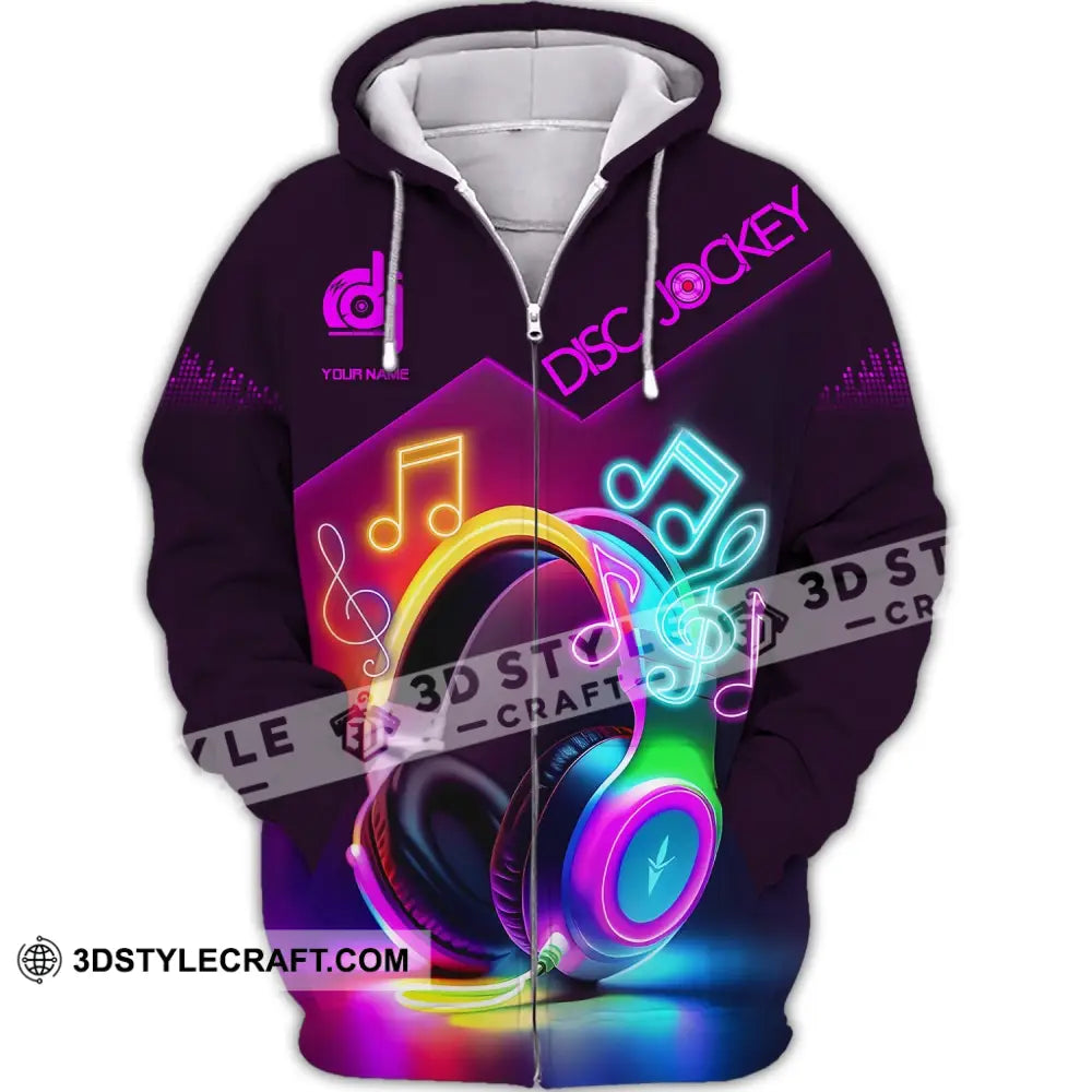 Unisex Shirt Custom Name Disc Jockey T-Shirt Dj Gift For Zipper Hoodie / S