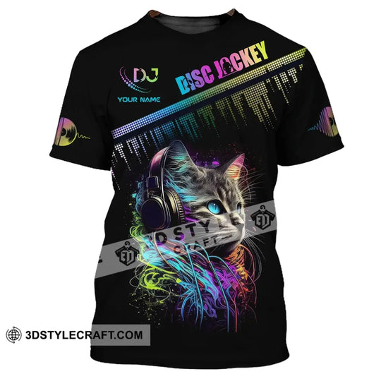 Unisex Shirt, Custom Name Disc Jockey T-Shirt, Music Lover Shirt, DJ Cat, Gift For DJ style option 2