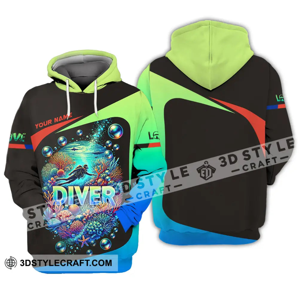 Unisex Shirt Custom Name Diving Diver Gift Hoodie / S T-Shirt