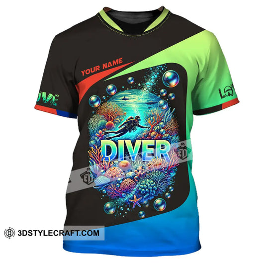 Unisex Shirt Custom Name Diving Diver Gift T-Shirt / S T-Shirt