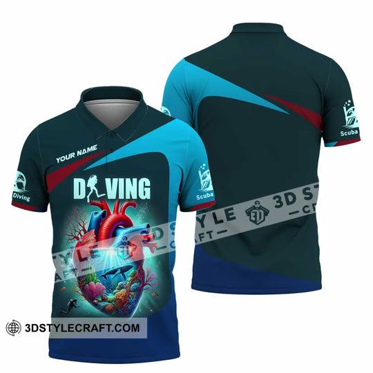 Unisex Shirt, Custom Name Diving Shirt, Diving Polo Long Sleeve Shirt style option 4