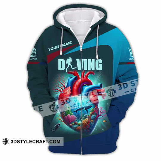 Unisex Shirt, Custom Name Diving Shirt, Diving Polo Long Sleeve Shirt style option 3