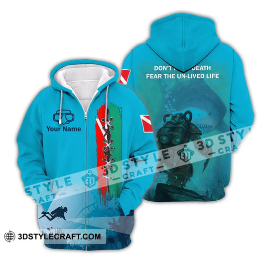 Unisex Shirt - Custom Name Diving T-Shirt - Personalized Shirt - Don't Fear Death Fear The Un-live Life style option 3