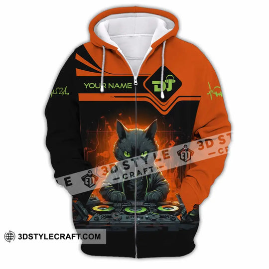 Unisex Shirt, Custom Name DJ Cat Shirt, DJ Hoodie Shirt Polo Long Sleeve Shirt style option 3
