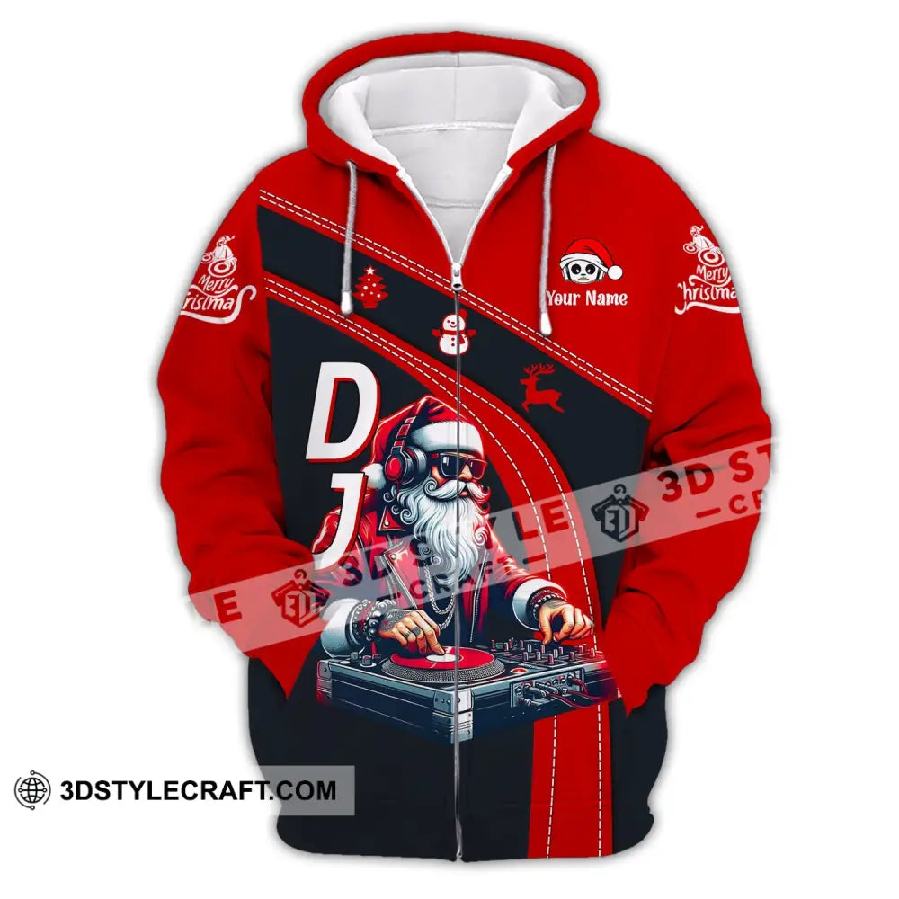 Unisex Shirt - Custom Name Dj Santa Zipper Hoodie / S T-Shirt