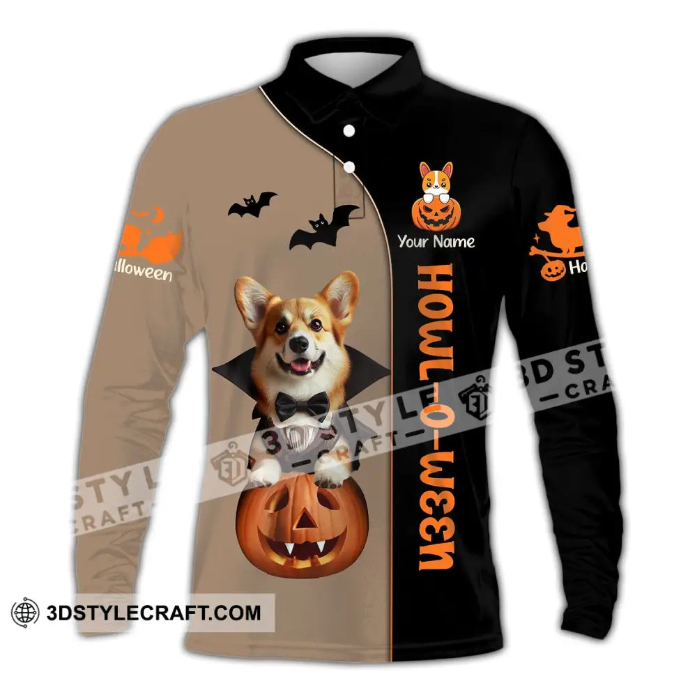 Unisex Shirt Custom Name Dog Halloween Pet T-Shirt Gift For Lover Long Sleeve Polo / S T-Shirt