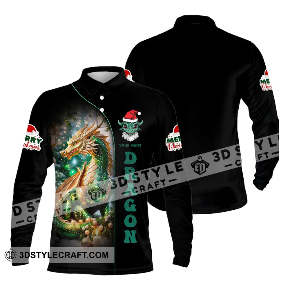 Unisex Shirt Custom Name Dragon Merry Christmas Gift Long Sleeve Polo / S T-Shirt