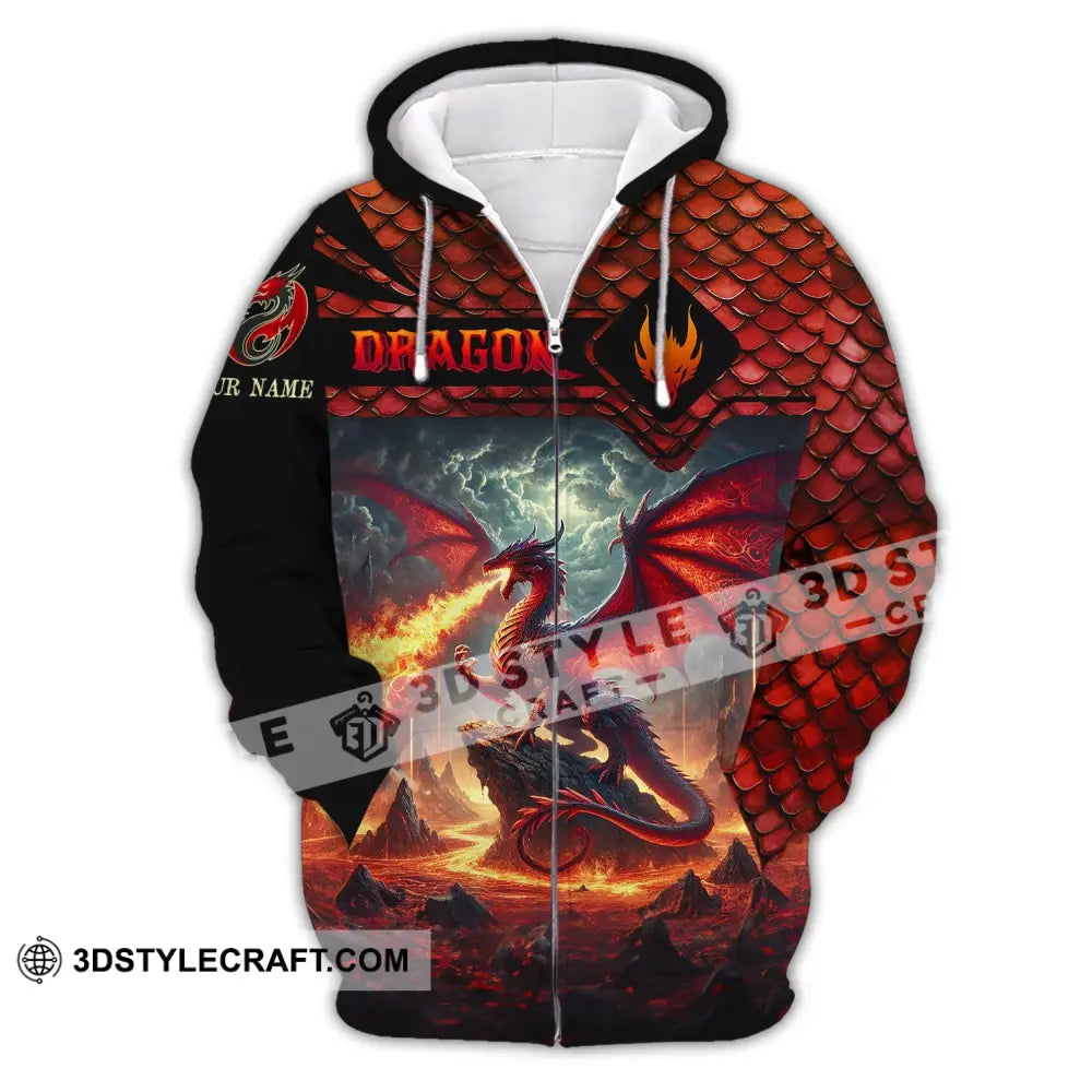 Unisex Shirt Custom Name Dragon T-Shirt Hoodie Long Sleeve Zipper / S T-Shirt