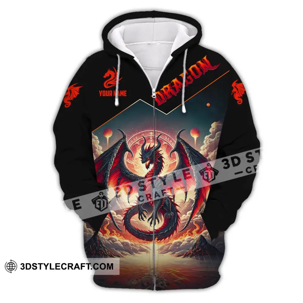 Unisex Shirt Custom Name Dragon T-Shirt Hoodie Long Sleeve Zipper / S T-Shirt