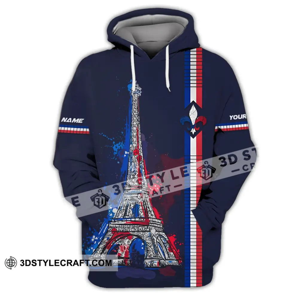 Unisex Shirt - Custom Name Eiffel Tower France Color Hoodie / S T-Shirt