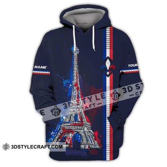 Unisex Shirt - Custom Name Shirt - Eiffel Tower, France Color Shirt style option 3