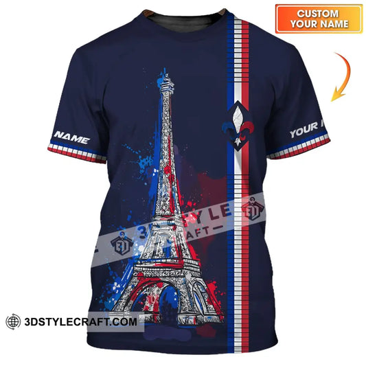 Unisex Shirt - Custom Name Eiffel Tower France Color T-Shirt