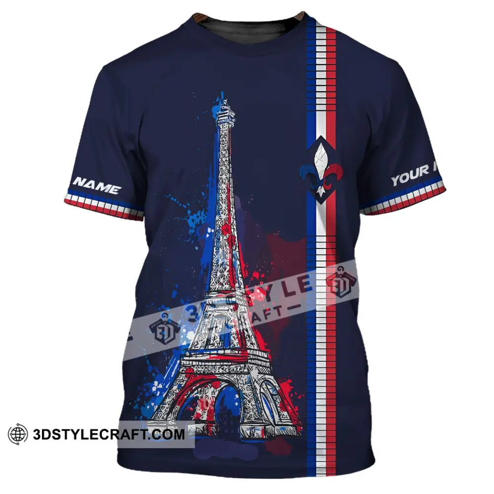 Unisex Shirt - Custom Name Eiffel Tower France Color T-Shirt / S T-Shirt