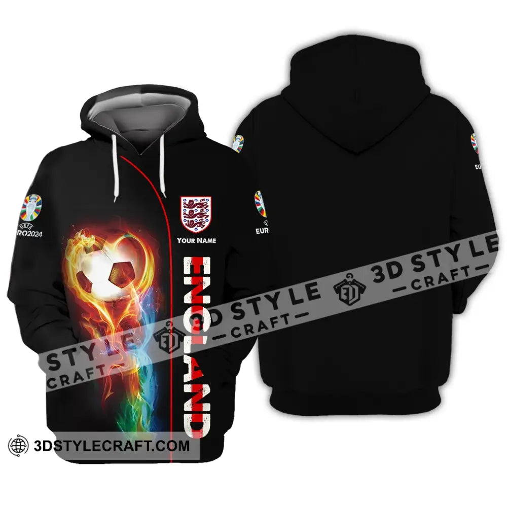 Unisex Shirt - Custom Name England Fire Ball Black Hoodie / S T-Shirt