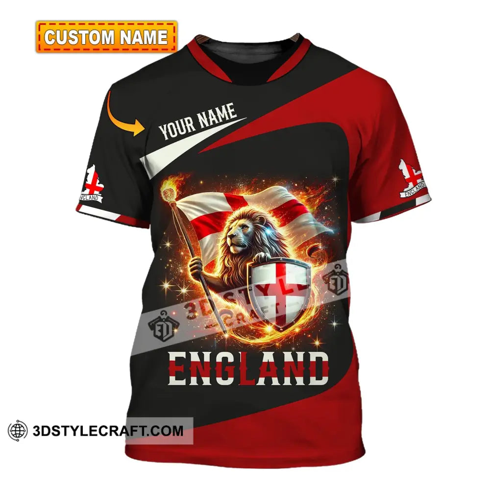 Unisex Shirt - Custom Name England Fire Lion T-Shirt