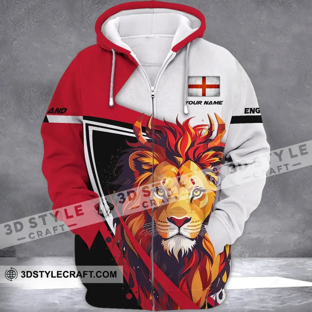 Unisex Shirt - Custom Name England Lion Clothing Zipper Hoodie / S T-Shirt