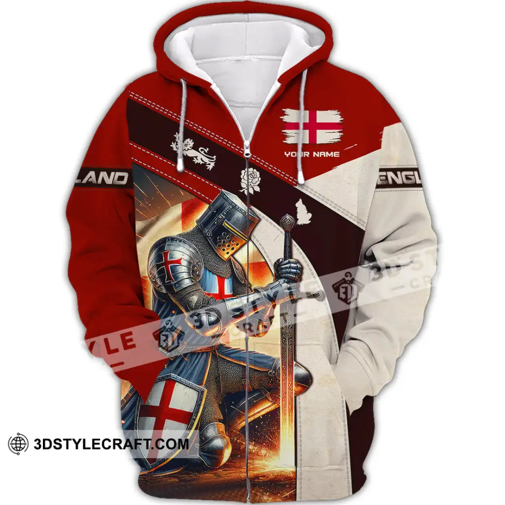 Unisex Shirt Custom Name England Lover Polo Long Sleeve Gift Zipper Hoodie / S T-Shirt