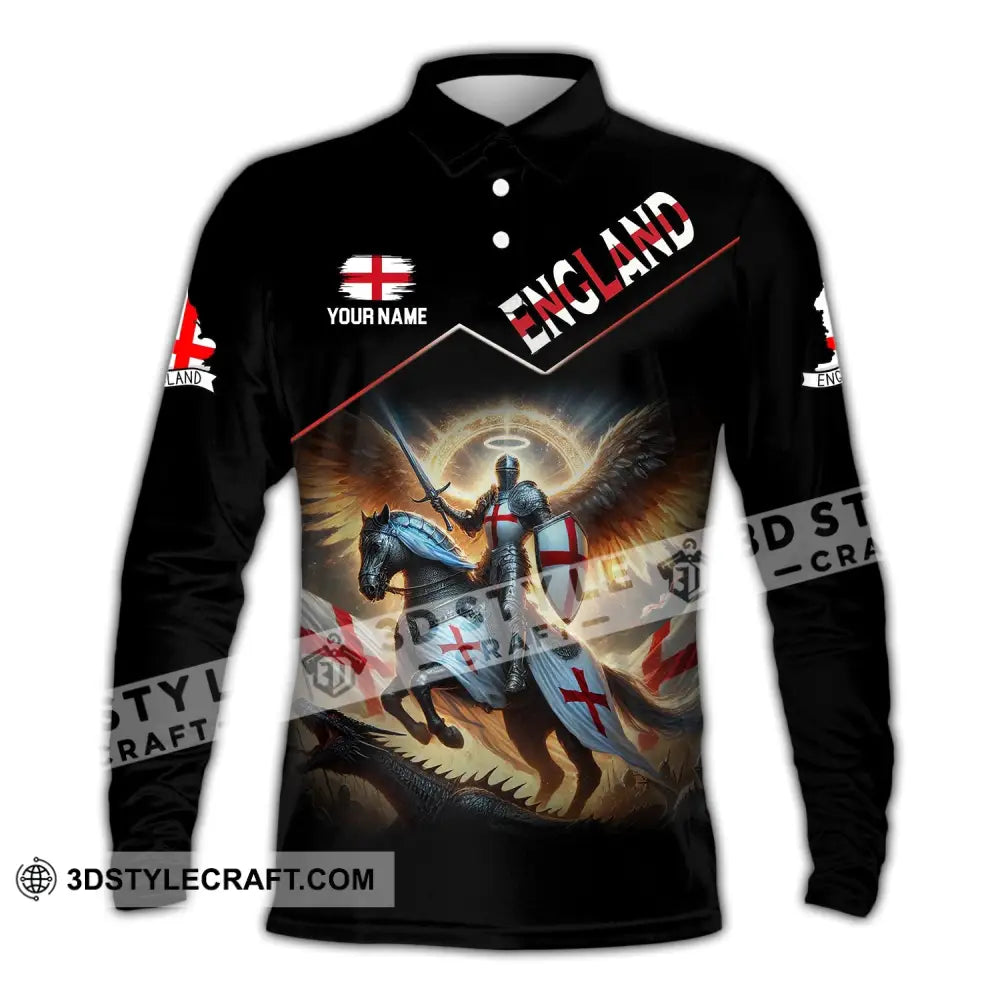 Unisex Shirt Custom Name England Polo Long Sleeve English Gift / S T-Shirt